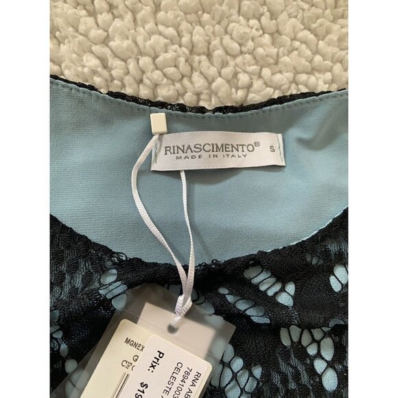 NWT Rinascimento Dress Blue Black Size Small Made in Italy Knee Length Cocktail - Picture 2 of 12